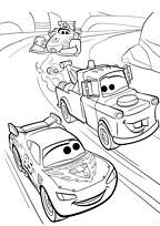 coloriage flash roule avec martin et fransesco cars 2